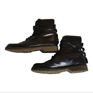 See by Chloe Black Leather Lace Up Combat Boots